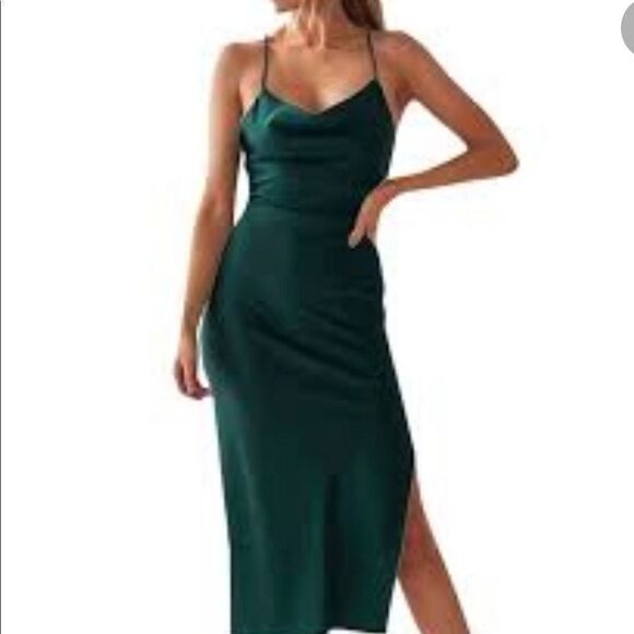 WINDSOR GREEN SPAGHETTI STRAP DRESS SIZE L - Picture 1 of 10